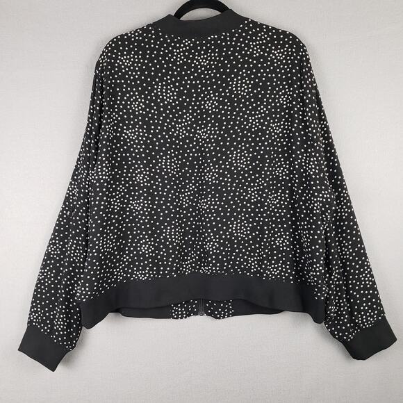 Torrid Size 2X Chiffon Bomber Jacket Black White Polka Dot Whimsigoth Fall Witch - Picture 6 of 10